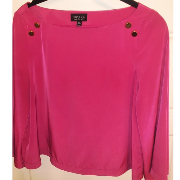 Pink Top Shop long sleeve blouse. Size us4 - Picture 2 of 5